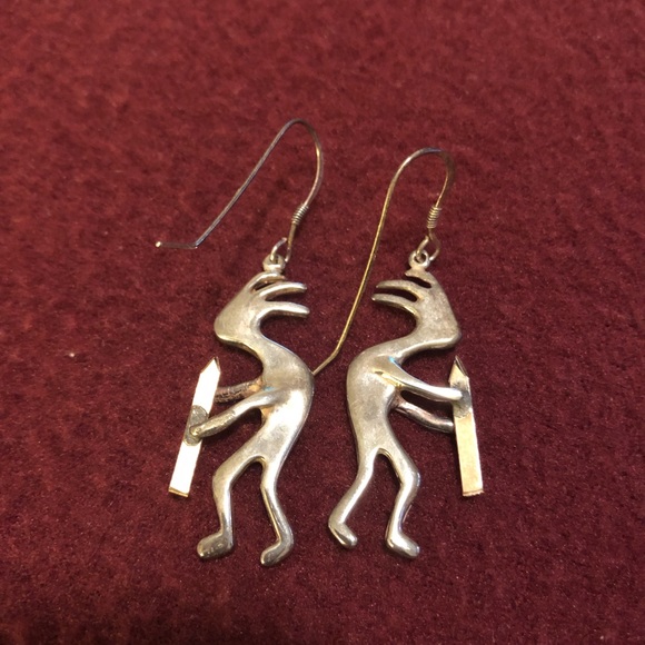 Kokopeli silver earrings - Picture 2 of 2
